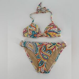 Victoria’s Secret Vintage Y2K Push Up Padded Colorful Paisley Bikini 34A‎